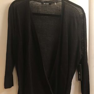 Nic + Zoe criss cross black sweater